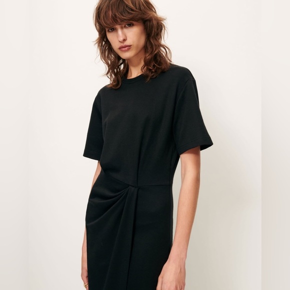 New! Sessun Brera Black Twist Short Sleeve Midi Dress 🖤 Small - Picture 5 of 6